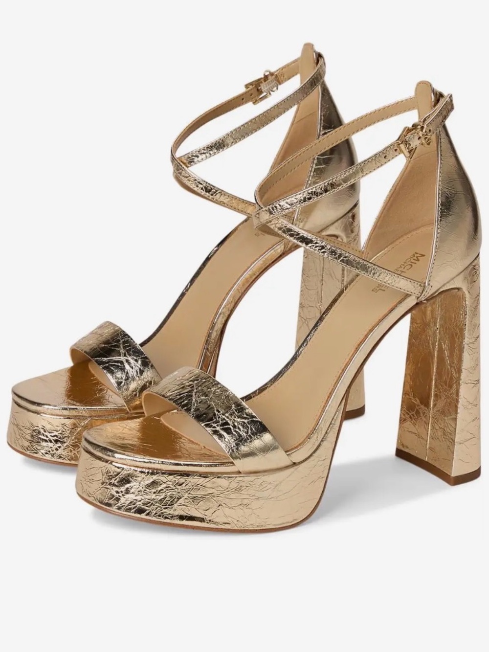 Michael Kors Metallic Gold Platform Block Heel Sandals